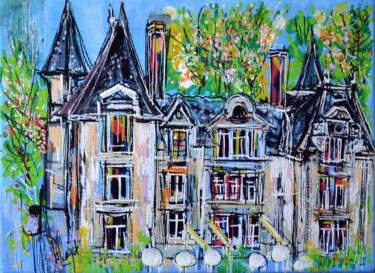 Peinture intitulée "Un château en Isère" par Muriel Cayet, Œuvre d'art originale