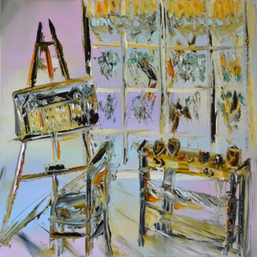 Painting titled "Un atelier" by Muriel Cayet, Original Artwork