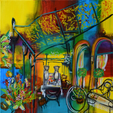Peinture intitulée "Le restaurant du Sud" par Muriel Cayet, Œuvre d'art originale, Huile