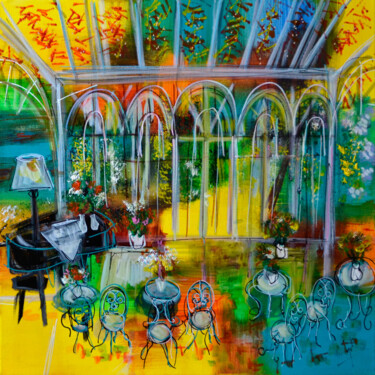 Peinture intitulée "Piano Bar à Ravello" par Muriel Cayet, Œuvre d'art originale, Acrylique