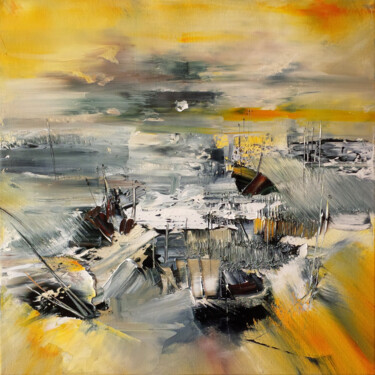 Peinture intitulée "Marée d'équinoxe" par Muriel Cayet, Œuvre d'art originale