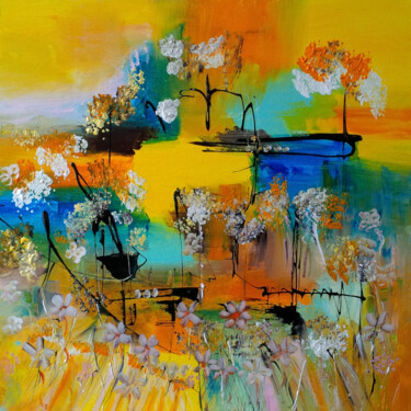Peinture intitulée "Jardins aux orangers" par Muriel Cayet, Œuvre d'art originale