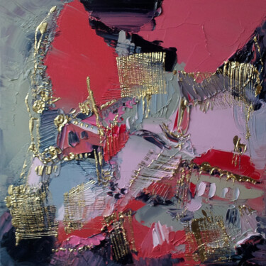 Peinture intitulée "Les maisons rouges" par Muriel Cayet, Œuvre d'art originale