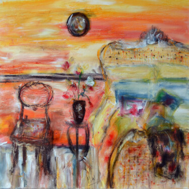 Painting titled "La chambre jaune" by Muriel Cayet, Original Artwork