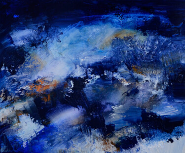 Painting titled "Blue Christmas" by Muriel Cayet, Original Artwork