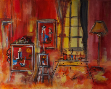 Painting titled "Atelier privé" by Muriel Cayet, Original Artwork, Oil