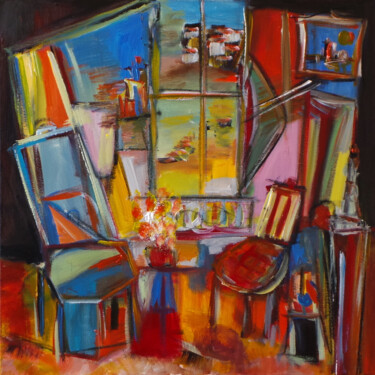 Painting titled "Géométries variables" by Muriel Cayet, Original Artwork, Oil