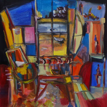 Peinture intitulée "Intérieur mix coloré" par Muriel Cayet, Œuvre d'art originale, Huile