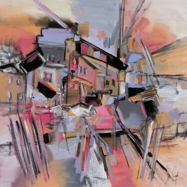 Malerei mit dem Titel "Une lumière rose et…" von Muriel Cayet, Original-Kunstwerk, Acryl