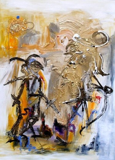 Peinture intitulée "Toutes les bataille…" par Muriel Cayet, Œuvre d'art originale