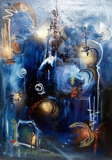 Peinture intitulée "Blue Galaxy- Collec…" par Muriel Cayet, Œuvre d'art originale