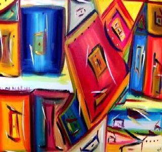 Peinture intitulée "Les palissades des…" par Muriel Cayet, Œuvre d'art originale, Huile