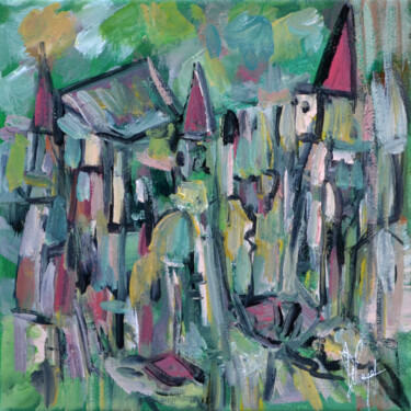 Painting titled "Penchâteau" by Muriel Cayet, Original Artwork, Acrylic