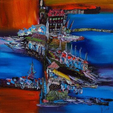 Peinture intitulée "Front de mer" par Muriel Cayet, Œuvre d'art originale, Acrylique