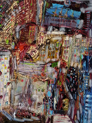 Картина под названием "Rue de la lanterne…" - Muriel Cayet, Подлинное произведение искусства, Акрил