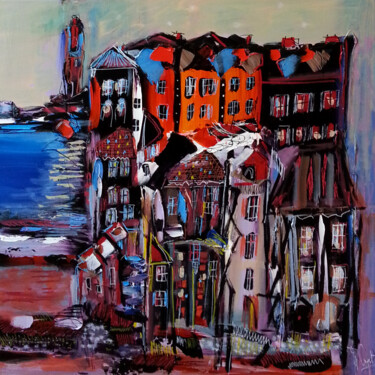 Peinture intitulée "Les maisons des tro…" par Muriel Cayet, Œuvre d'art originale, Autre