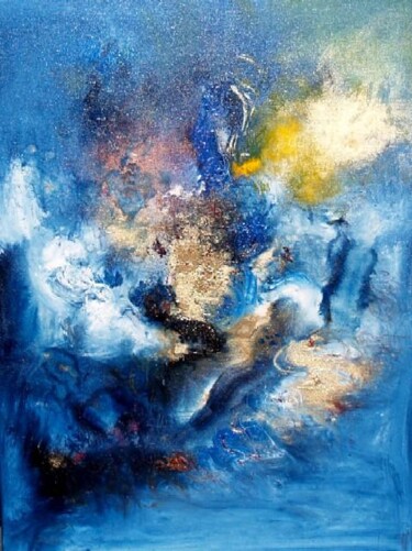 Peinture intitulée "Le rythme bleu" par Muriel Cayet, Œuvre d'art originale