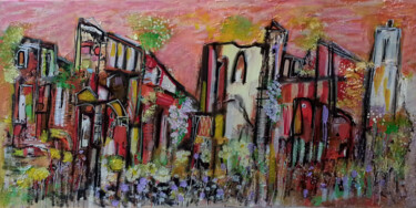 Painting titled "L'angle du panorama" by Muriel Cayet, Original Artwork, Acrylic