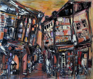 Painting titled "La rue des heures d…" by Muriel Cayet, Original Artwork, Other
