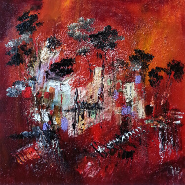 Peinture intitulée "La fenêtre rouge du…" par Muriel Cayet, Œuvre d'art originale, Autre