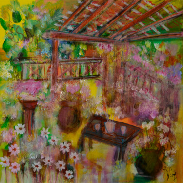 Peinture intitulée "Un balcon en belvéd…" par Muriel Cayet, Œuvre d'art originale, Acrylique