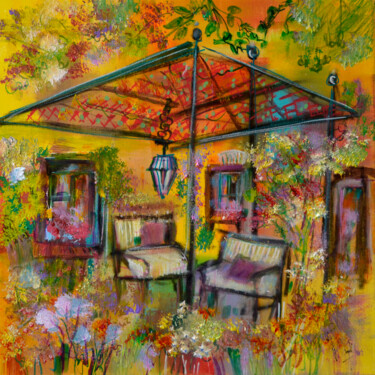 Peinture intitulée "Sole sulla terrazza" par Muriel Cayet, Œuvre d'art originale, Acrylique