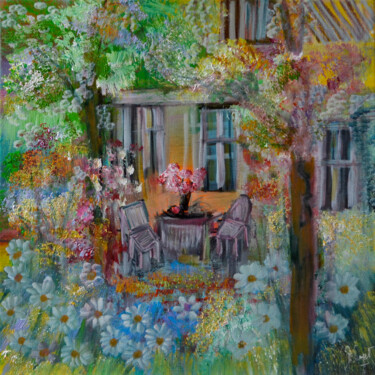 Painting titled "Jardin en simplicité" by Muriel Cayet, Original Artwork, Acrylic