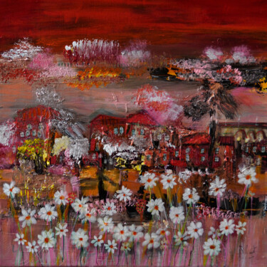 Картина под названием "Des nuages de fleur…" - Muriel Cayet, Подлинное произведение искусства, Акрил