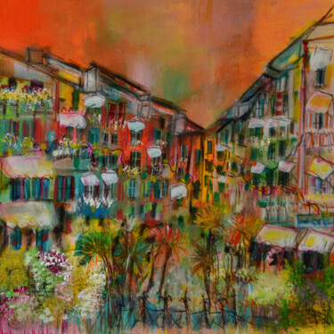 Painting titled "Città colore" by Muriel Cayet, Original Artwork, Acrylic