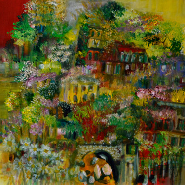 Peinture intitulée "L'escale à Bergame" par Muriel Cayet, Œuvre d'art originale, Acrylique
