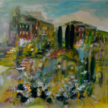 Painting titled "Un jardin en Toscane" by Muriel Cayet, Original Artwork, Acrylic
