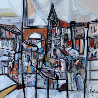 Peinture intitulée "Rue de Galilée" par Muriel Cayet, Œuvre d'art originale, Acrylique