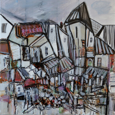 Painting titled "Rue des Docks" by Muriel Cayet, Original Artwork, Acrylic