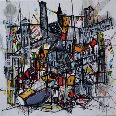 Peinture intitulée "Rester en ville" par Muriel Cayet, Œuvre d'art originale, Acrylique