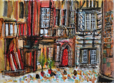 Painting titled "Rue Basse" by Muriel Cayet, Original Artwork, Acrylic