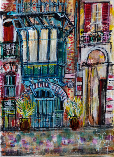 Painting titled "Bow-window in Baie…" by Muriel Cayet, Original Artwork, Acrylic