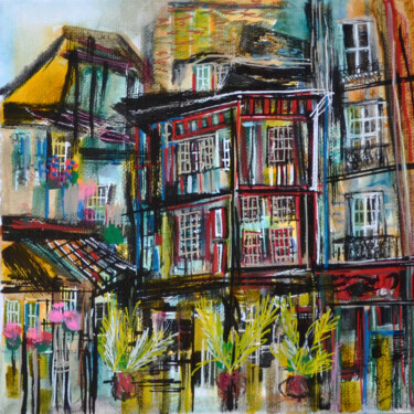 Painting titled "La Place des Ballon…" by Muriel Cayet, Original Artwork, Acrylic