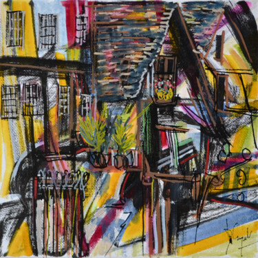 Schilderij getiteld "Le quartier des Tis…" door Muriel Cayet, Origineel Kunstwerk, Acryl