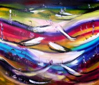 Peinture intitulée "Il pleuvait sur les…" par Muriel Cayet, Œuvre d'art originale, Huile