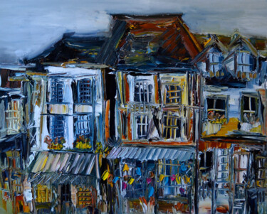 Painting titled "Character Street" by Muriel Cayet, Original Artwork, Oil