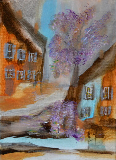 Painting titled "Place poétique" by Muriel Cayet, Original Artwork, Acrylic