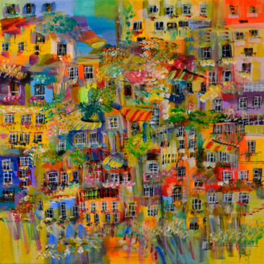 Картина под названием "La storia colorata" - Muriel Cayet, Подлинное произведение искусства, Акрил