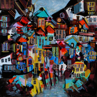 Pittura intitolato "Villas d'hiver" da Muriel Cayet, Opera d'arte originale, Acrilico