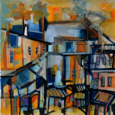 Painting titled "Cadrage sur façades" by Muriel Cayet, Original Artwork, Acrylic