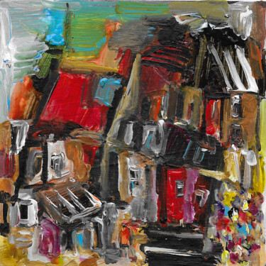 Peinture intitulée "Un village peuplé d…" par Muriel Cayet, Œuvre d'art originale