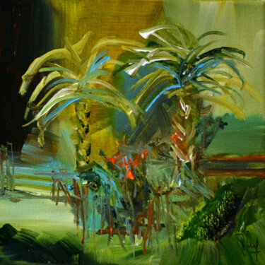 Pittura intitolato "Une vallée arrosée…" da Muriel Cayet, Opera d'arte originale, Acrilico