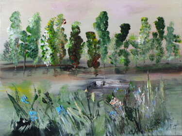 Peinture intitulée "Au dessus de l'étan…" par Muriel Cayet, Œuvre d'art originale, Acrylique