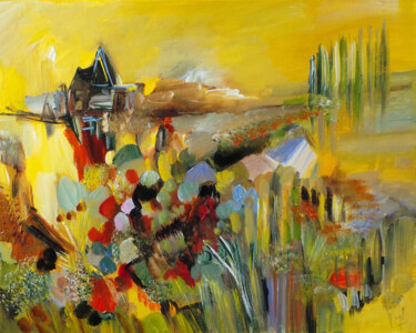 Painting titled "Le soleil sur la co…" by Muriel Cayet, Original Artwork, Acrylic