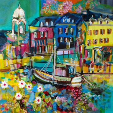 Painting titled "Quai bohême" by Muriel Cayet, Original Artwork, Acrylic