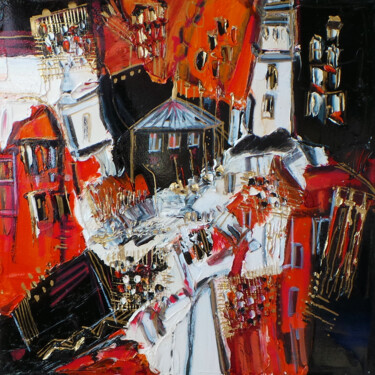 Peinture intitulée "Les champs rouges" par Muriel Cayet, Œuvre d'art originale, Acrylique